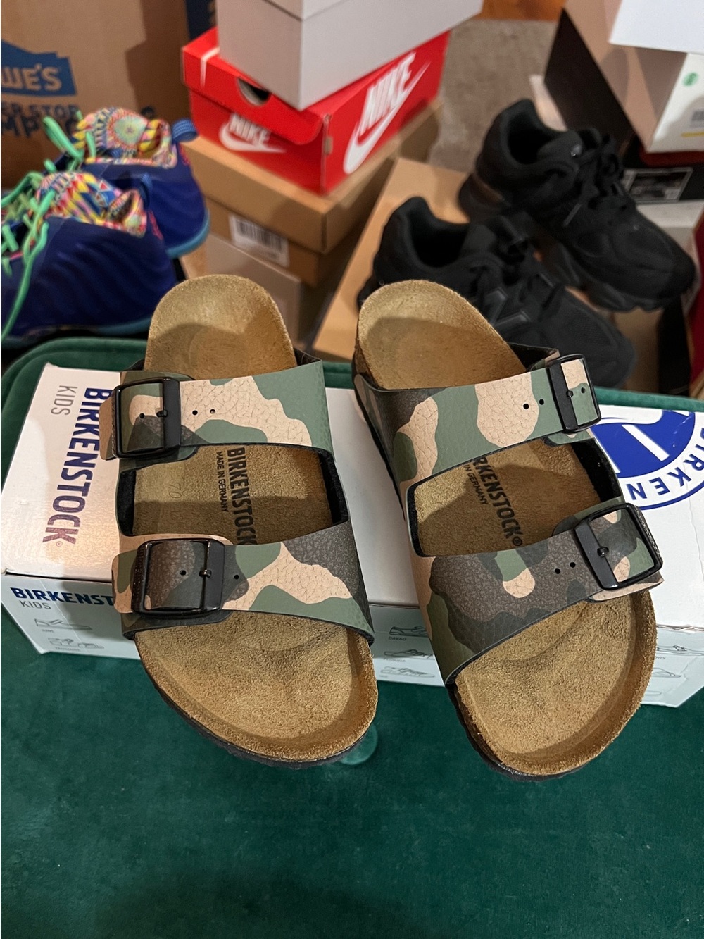 Birkenstock Kids Two-Strap Sandals in Green Camo 💚